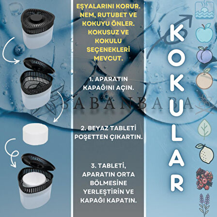Gri, Vanilya Kokulu Üçgen Nem Alıcı Aparat - Koku ve Rutubet Giderici 500Gr