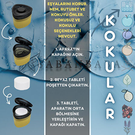 Sarı, Limon Kokulu Üçgen Nem Alıcı Aparat - Koku ve Rutubet Giderici 500Gr