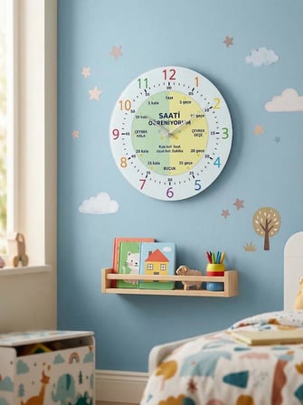 Sabanbaba - Eğitici Çocuk Duvar Saati Çap 27cm - Saati Öğreniyorum