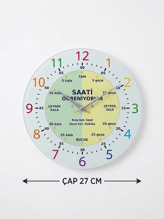 Sabanbaba - Eğitici Çocuk Duvar Saati Çap 27cm - Saati Öğreniyorum