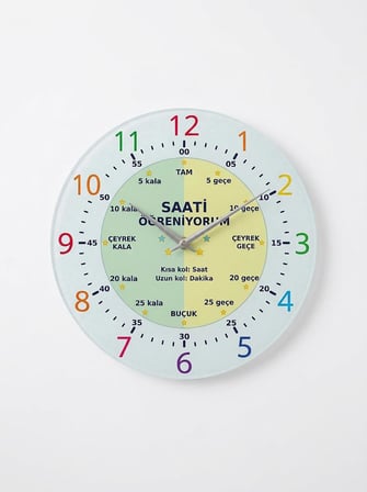Sabanbaba - Eğitici Çocuk Duvar Saati Çap 27cm - Saati Öğreniyorum