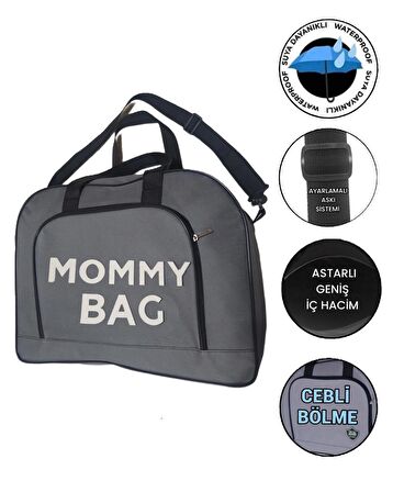 Sevbags Momy Bag Çok Amaçlı Unisex Bebek Bakım Çantası Gri