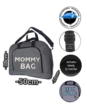 Sevbags Momy Bag Çok Amaçlı Unisex Bebek Bakım Çantası Gri