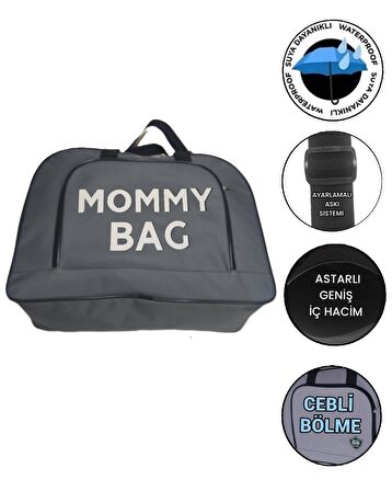 Sevbags Momy Bag Çok Amaçlı Unisex Bebek Bakım Çantası Gri