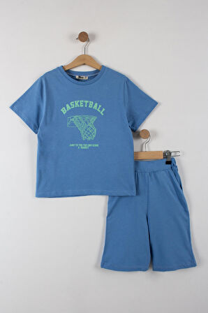 Erkek Çocuk Basketball Yazılı Şortlu Takım