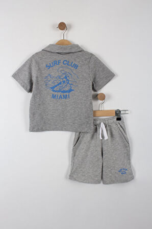 Erkek Çocuk Surf Club Yazı Şortlu Takım
