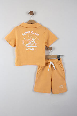 Erkek Çocuk Surf Club Yazı Şortlu Takım