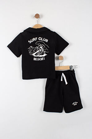 Erkek Çocuk Surf Club Yazı Şortlu Takım