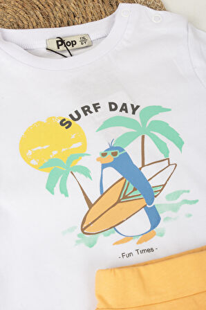 Erkek Bebek Surf Day Yazılı Şortlu Takım