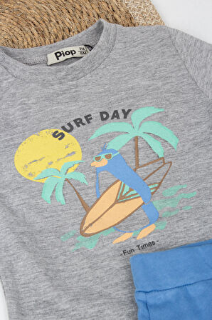 Erkek Bebek Surf Day Yazılı Şortlu Takım