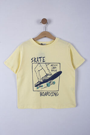 Erkek Çocuk Skate Yazılı Şortlu Takım