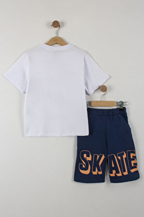 Erkek Çocuk Skate Yazılı Şortlu Takım