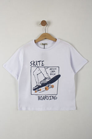 Erkek Çocuk Skate Yazılı Şortlu Takım