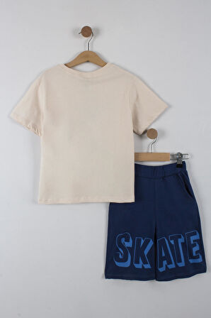 Erkek Çocuk Skate Yazılı Şortlu Takım