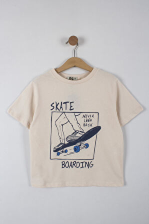 Erkek Çocuk Skate Yazılı Şortlu Takım