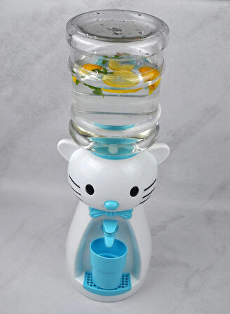 Kedi Figürlü 1,9 Litre Büyük Boy Bardaklı Sızdırmaz Çocuklar Için Su Sebili 50 Cm Montessori Mb
