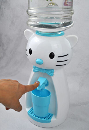 Kedi Figürlü 1,9 Litre Büyük Boy Bardaklı Sızdırmaz Çocuklar Için Su Sebili 50 Cm Montessori Mb