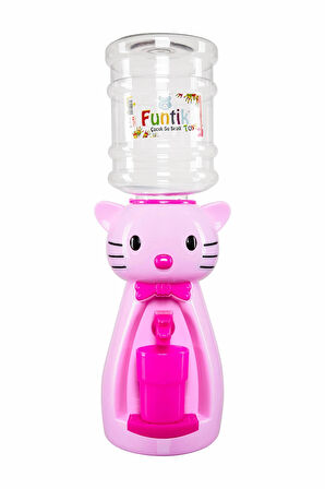 Pembe Pembe Kedi Figürlü 1,9 Litre Büyük Boy Bardaklı Sızdırmaz Çocuklar İçin Su Sebili 50 cm