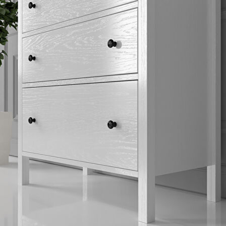 Venezia 3 Çekmeceli Şifonyer Ahşap Ayaklı - Minifiks - Wood Beyaz
