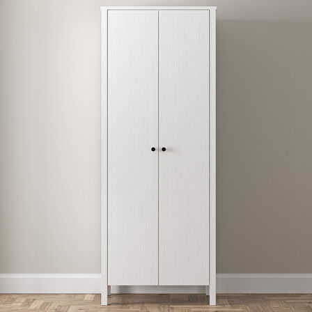 Venezia 2 Kapaklı Ahşap Ayaklı Çok Amaçlı Mutfak, Erzak Dolabı, Banyo Havlu Dolabı - Minifiks - Wood Beyaz