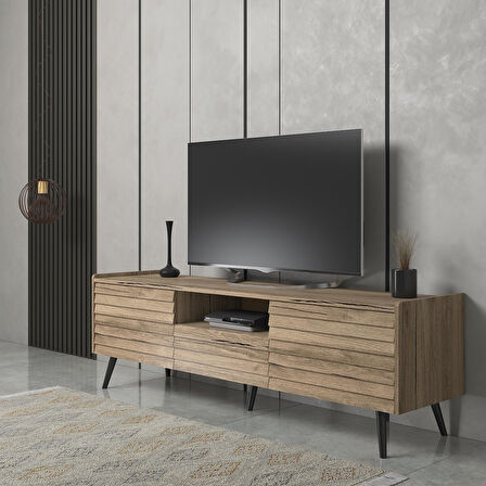 Della Panjur Kapaklı 2 Kapak 1 Çekmece Duvar Raflı Premium 180 Cm Tv Ünitesi - Minifiks - Pera - Siyah