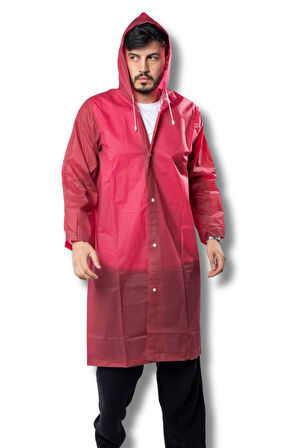Kadın Erkek Yağmurluk Kapüşonlu Çıtçıtlı Eva Bordo Yağmurluk Bymmrc881r07
