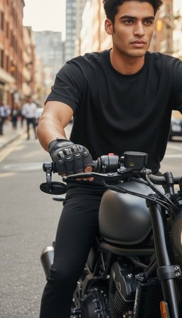 Yasaya Uygun Kesik Motorcu Eldiveni Siyah EN13594 Etiketli Yasaya Uygun 