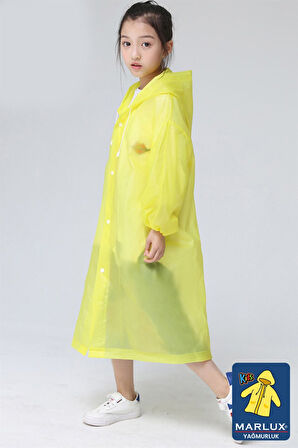 Sarı Çocuk Yağmurluk Kız ve Erkek Çocuk 7-12 Yaş