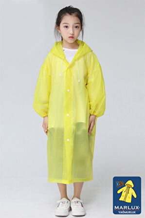 Sarı Çocuk Yağmurluk Kız ve Erkek Çocuk 7-12 Yaş