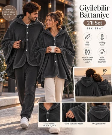 GİYİLEBİLİR BATTANİYE UNİSEX HEM KADIN HEM ERKEK