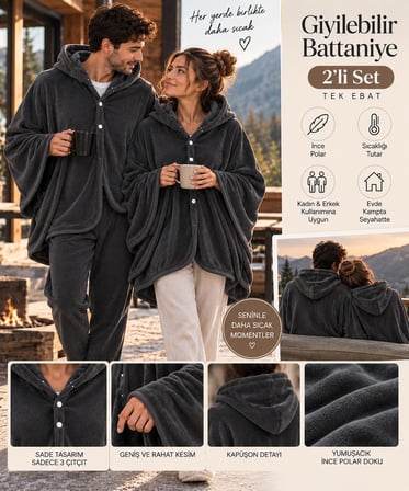 GİYİLEBİLİR BATTANİYE UNİSEX HEM KADIN HEM ERKEK