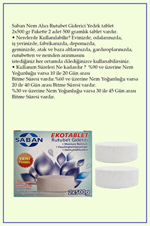 2 Adet 2x500 gr Nem Alıcı Rutubet Ve Küf Önleyici Yedek Tablet Portakal