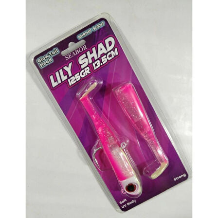 SEABOR LILY SHAD 125 GR 13,5 CM 2+1 SİLİKON YEM - PİNK UV