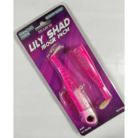 SEABOR LILY SHAD 150 GR 14 CM 2+1 SİLİKON YEM - PİNK UV
