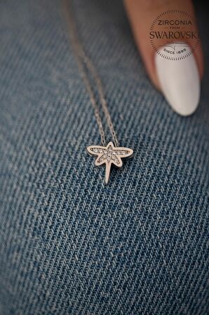 Swarovski Taşlı Yusufçuk Model Gümüş Zirconia Kolye