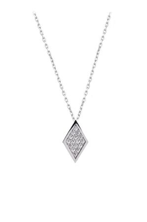 Swarovski Taşlı Dilim Model Gümüş Zirconia Kolye