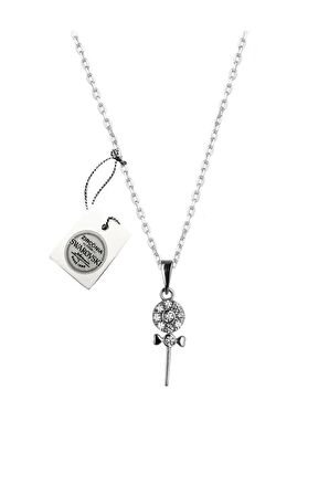 Swarovski Taşlı İğne Model Gümüş Zirconia Kolye