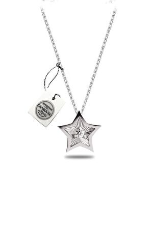 Swarovski Taşlı Yıldız Model Kristal Kesim Gümüş Zirconia Kolye