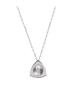 Swarovski Taşlı Üçgen Model Rodyum Kaplama Gümüş Zirconia Kolye