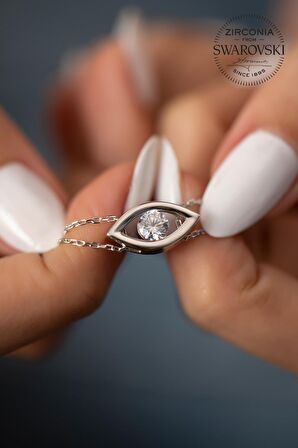 Swarovski Taşlı Göz Model Gümüş Zirconia Bileklik