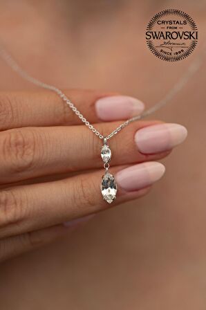 Swarovski Taşlı Mekik Model Gümüş Crystal Kolye