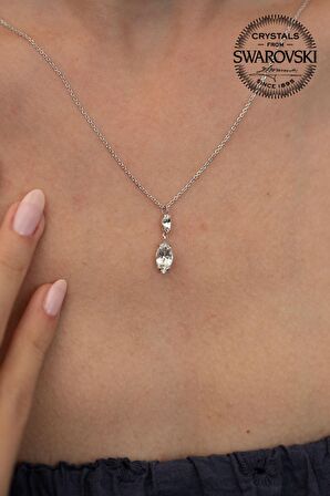 Swarovski Taşlı Mekik Model Gümüş Crystal Kolye