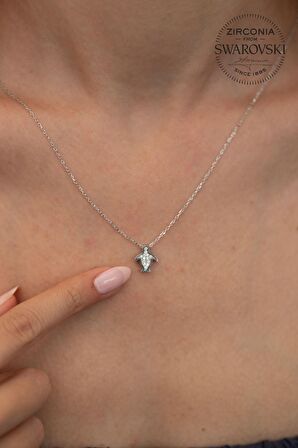 Swarovski Taşlı Penguen Model Gümüş Zirconia Kolye