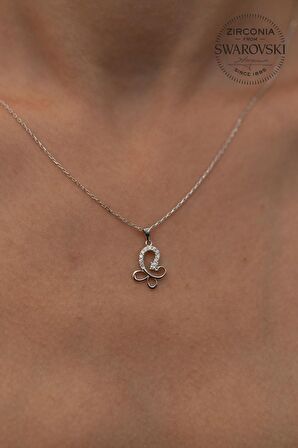 Swarovski Taşlı Kelebek Model Gümüş Zirconia Kolye