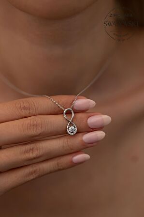 Swarovski Taşlı Sonsuzluk Model Gümüş Zirconia Kolye
