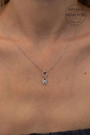Swarovski Taşlı Sonsuzluk Model Gümüş Zirconia Kolye