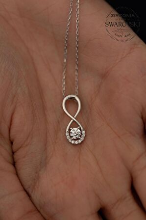 Swarovski Taşlı Sonsuzluk Model Gümüş Zirconia Kolye