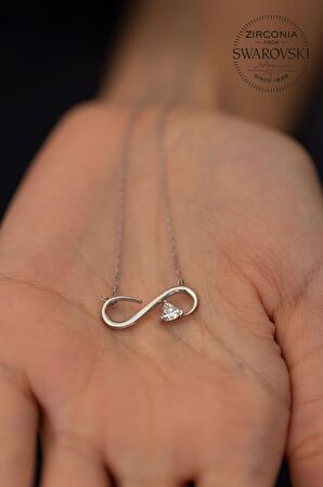 Swarovski Taşlı Sonsuzluk Model Gümüş Zirconia Kolye