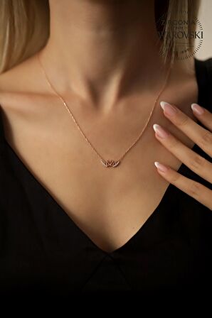 Swarovski Taşlı Swan Aşkı Model Rose Kaplama Gümüş Zirconia Kolye