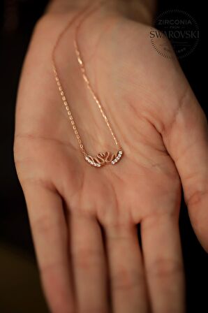 Swarovski Taşlı Swan Aşkı Model Rose Kaplama Gümüş Zirconia Kolye